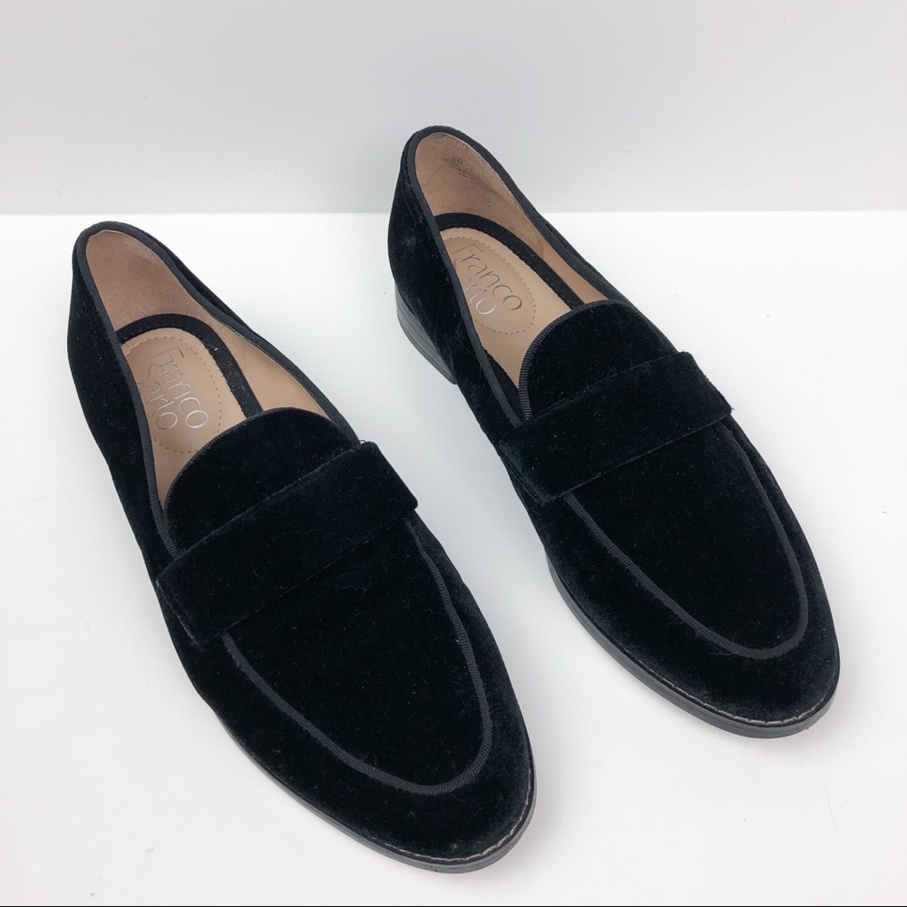Franco Sarto Black Velvet Loafers